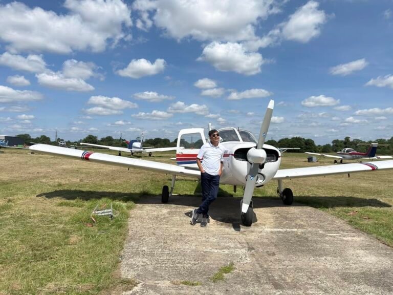 Dwarkesh Kansara Beside a Light Aircraft | Devarshi Photo Limited